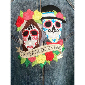 French Cuff -Custom embroidered Unique Bride's Gift Jean jacket women size Small